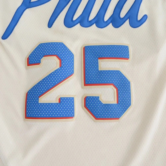 NBA Authentics w/ Nike Swoosh Philadelphia 76ers Cream & Blue Ben  Simmons M - Picture 8 of 13